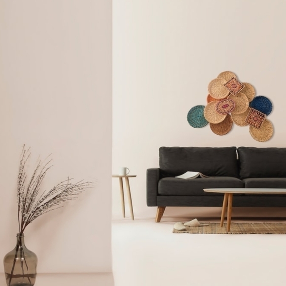 Wicker Basket and Woven Trivets Wall Decor set - 13 pieces - Picture 3 of 7